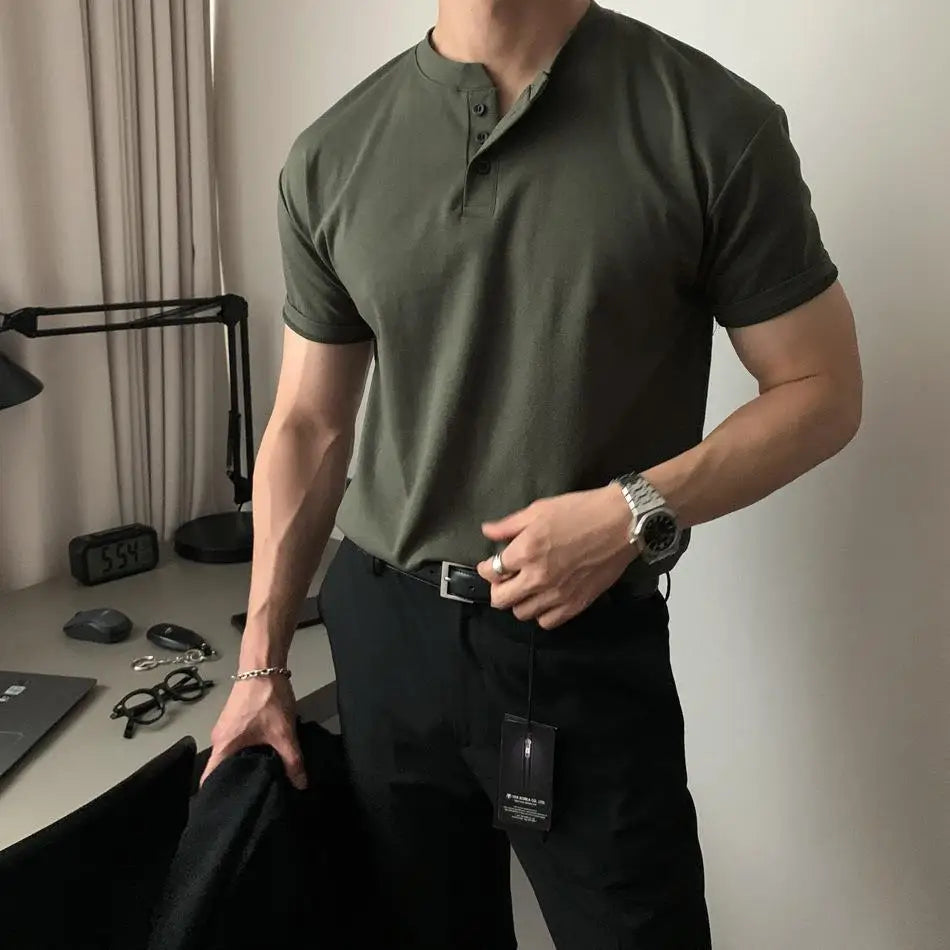 DAEGU BUTTONED COLLAR T-SHIRT