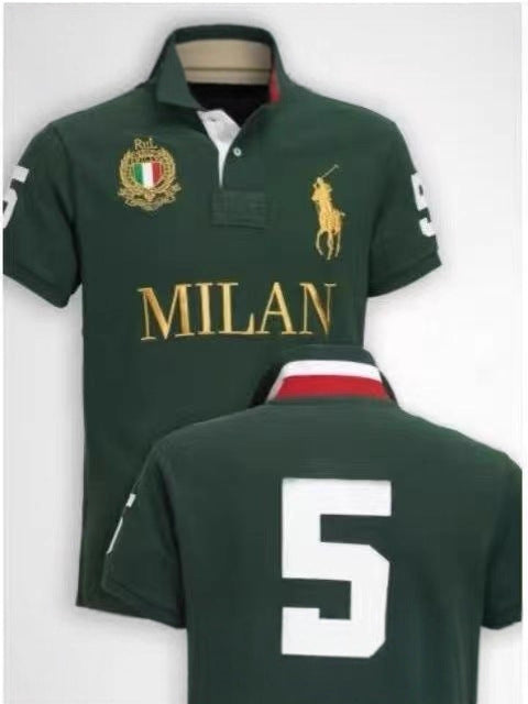 Summer Men's Cross-Border Polo Shirt Lapel Embroidered Malaysian City Style Casual Large Size Top T-Shirt Polo Short Sleeves