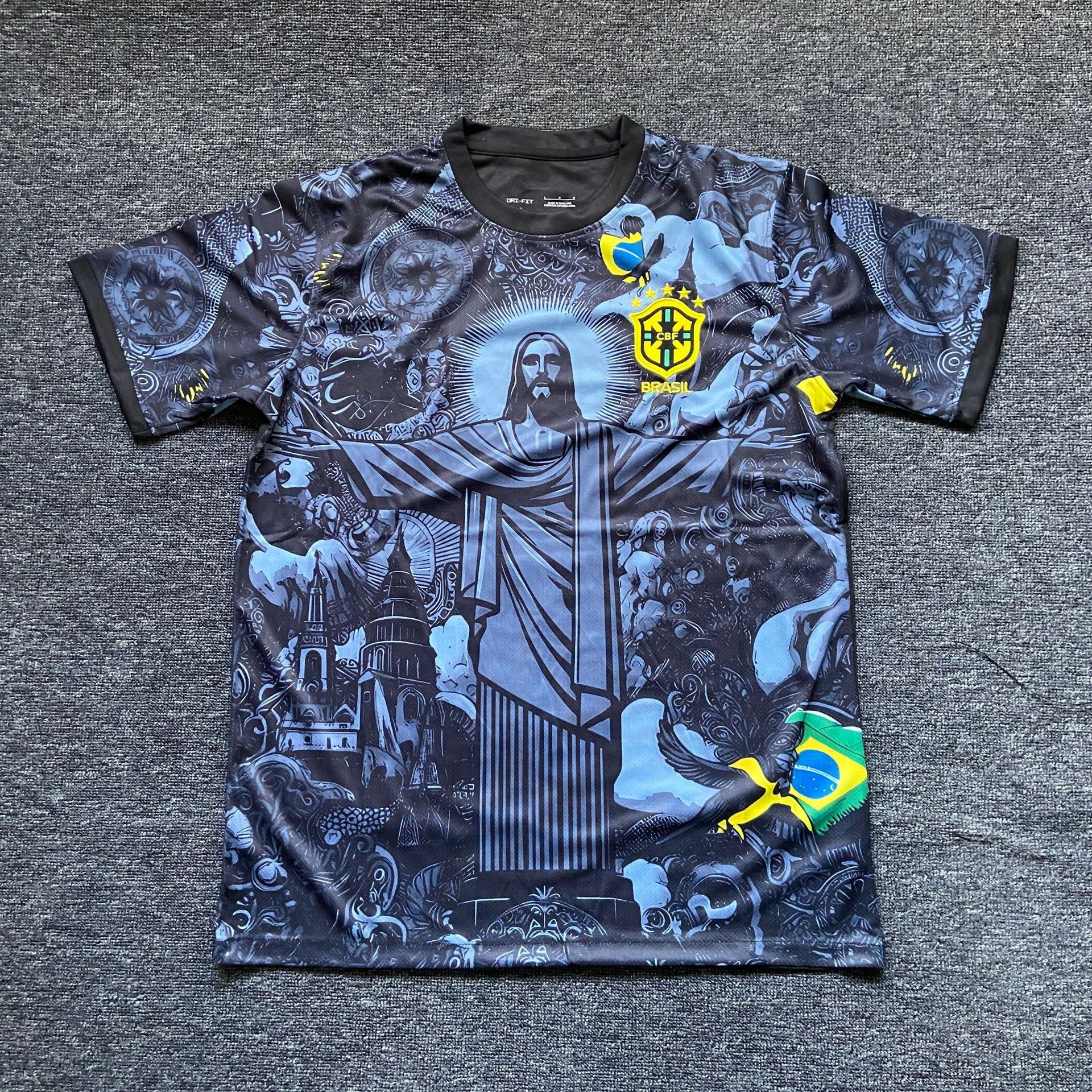 Football Jersey 2022 World Cup Brazil Co-Branded Jersey Italy 125Th Anniversary Short-Sleeved Single Top Team