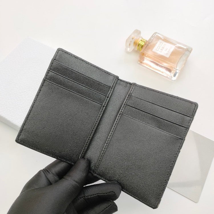 New Foreign Trade D Brand Vintage Embroidered Genuine Leather Short Coin Purse Card Holder Niche Retro Card Holder Multifunctional Card Slots