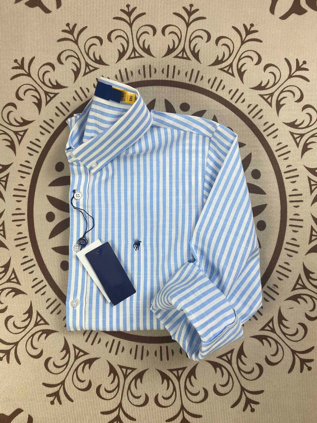 RL Ruff Pony Striped Sunscreen Shirt Spring And Summer Thin Top Long Sleeve Embroidered POLO Shirt Women's Temperament Pure Cotton