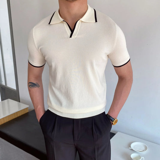 Men's Polo Shirt Elbow-Sleeved T_SHIRT